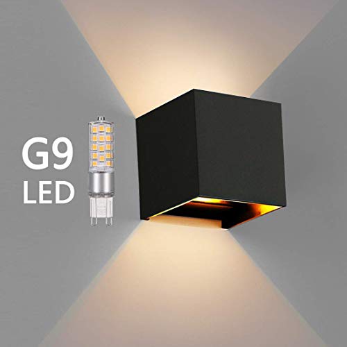 OOWOLF Lampara De Pared, Aplique De Pared Exterior Impermeable IP65 Con Luz Blanco Cálido 3000K LED Bombillas Reemplazables Para Interior Exterior Apliques Con Bombilla OOWOLF Lampara De Pared, Aplique De Pared Exterior Impermeable IP65 Con Luz Blanco Cálido 3000K LED Bombillas Reemplazables Para Interior Exterior Apliques Con Bombilla