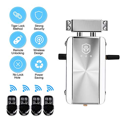 OWSOO Cerradura de Puerta, Cerradura sin Llave, Cerradura Invisible con 4 Control Remoto, Cerradura Electrónica Inteligente, Sistema de Control de Acceso