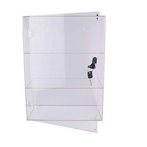 PC3721® 1 Vitrina de Alto Brillo, acrílico Transparente, 2 estantes con Puerta Frontal y Cerradura de Seguridad DB288J-06VR