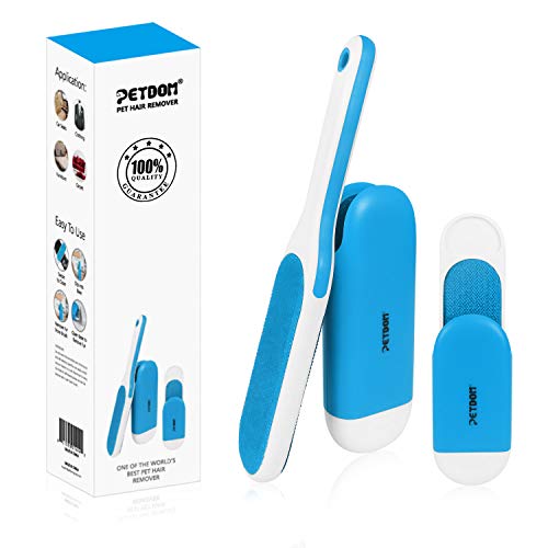 PETDOM Cepillo de Pelusa Mango Resistente – Removedor de Pelo de Mascotas de Doble Cara con autolimpieza – Elimina el Pelo de Perro Gato de Ropa, Muebles – Tamaño de Viaje Incluido (Azul) PETDOM Cepillo de Pelusa Mango Resistente – Removedor de Pelo de Mascotas de Doble Cara con autolimpieza – Elimina el Pelo de Perro Gato de Ropa, Muebles – Tamaño de Viaje Incluido (Azul)