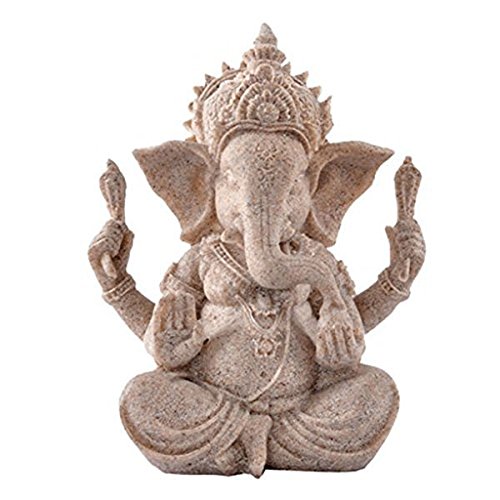 PIXNOR Estatua de elefante de Ganesha Buddha de piedra arenisca escultura estatuilla hecha a mano