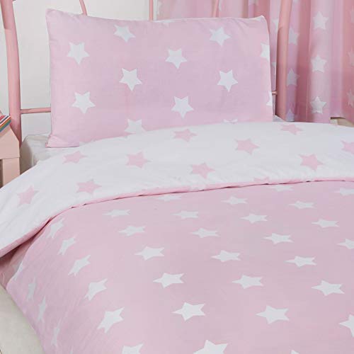 Price Right Home - Juego de funda de edredón y funda de almohada blanco y rosa, diseño de estrellas Price Right Home - Juego de funda de edredón y funda de almohada blanco y rosa, diseño de estrellas