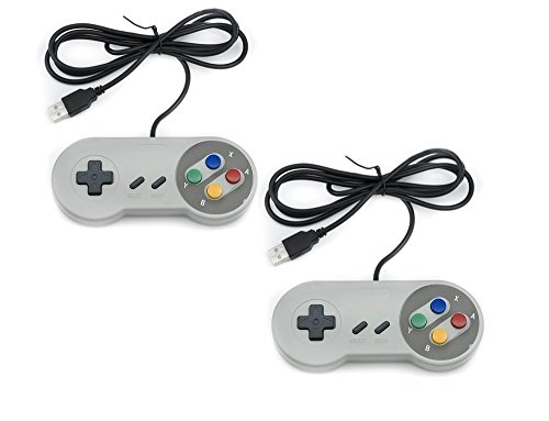 QUMOX 2 x Nintendo Juego de PC Gamepad Controlador SFC Mando de Juego para Super Famicom Windows PC USB