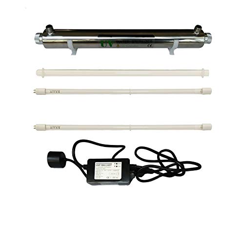 Realgoal 25W UV agua desinfeccion sistema de acero inoxidable 304 UV esterilizador, 6GPM ultra violeta filtro de agua, LED & sonido de lastre alarmante, anadir extra 1 pieza de lampara UV Realgoal 25W UV agua desinfeccion sistema de acero inoxidable 304 UV esterilizador, 6GPM ultra violeta filtro de agua, LED & sonido de lastre alarmante, anadir extra 1 pieza de lampara UV