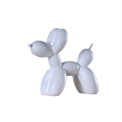 Resina globo abstracto escultura de perro estatuilla artesanía hogar mesa decoración geometría resina fauna silvestre perro figurita arte (Blanco)