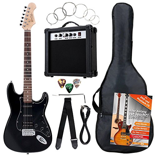 Rocktile Banger's Power Pack guitarra eléctrica Set, 7-piezas negro