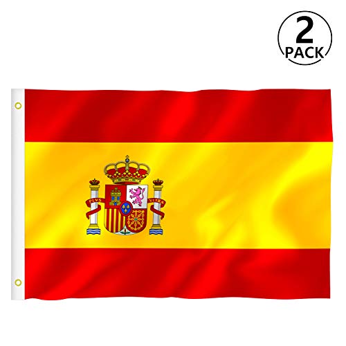 RYMALL Bandera España Grande, 2pcs Bandera de España, Resistente a la Intemperie, 90 x 150 cm