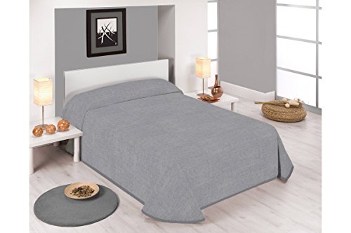 SABANALIA - Colcha Estampada Stone (Disponible en Varios tamaños y Colores) - Cama 90-180 x 280, Gris