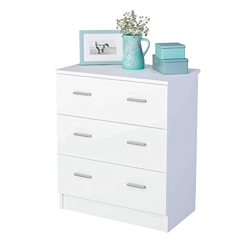 Samblo Nami Cómoda con 3 cajones, Melamina, Blanco, 60 cm de ancho Samblo Nami Cómoda con 3 cajones, Melamina, Blanco, 60 cm de ancho