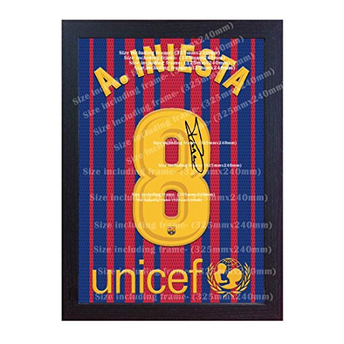 S&E DESING Andres Iniesta - Camiseta de manga corta con marco de algodón 100% estampado en lienzo
