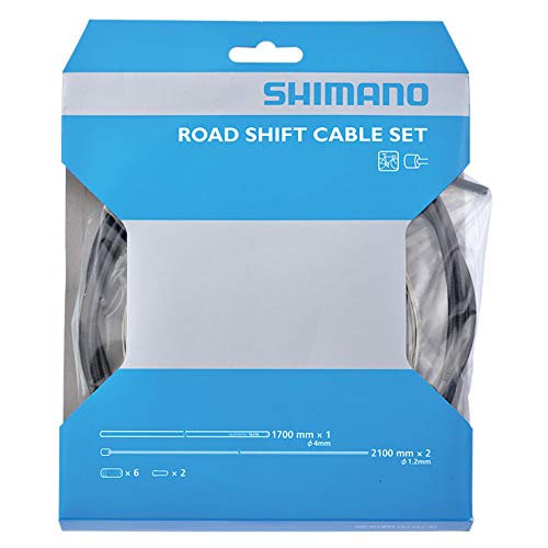SHIMANO Schaltzug-Set Road Stahl Palanca de Cambios, Unisex Adulto, Negro, 2X 2.100 mm