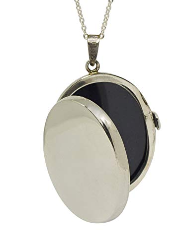 Sicuore Collar Colgante Guardapelo Oval Liso para Mujer Hombre - Plata de Ley 925 Incluye Cadena 45cm Y Estuche para Regalo
