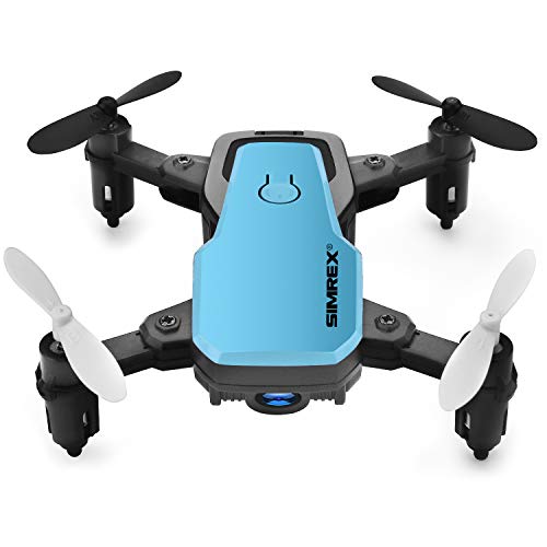 SIMREX X300C Mini Drone con cámara WiFi HD FPV Plegable RC Quadcopter RTF 4CH 2.4GHz Control Remoto sin Cabeza Control de altitud Super Easy Fly para Entrenamiento Azul