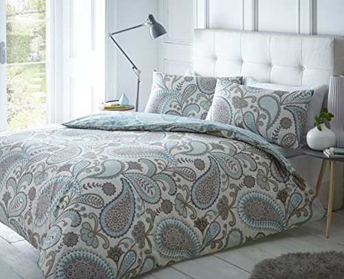Sleepdown Paisley Teal Juego de Funda de edredón Doble, algodón, Verde Azulado, Doublé Sleepdown Paisley Teal Juego de Funda de edredón Doble, algodón, Verde Azulado, Doublé