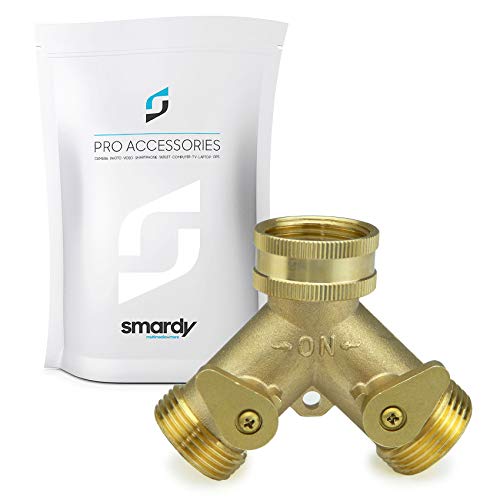 SMARDY Distribuidor de 2 Vías en Y 3/4" IG, 2 x 3/4" AG para Casa, Sótano y Jardín, con Grifos de Cierre Macizos, Latón SMARDY Distribuidor de 2 Vías en Y 3/4" IG, 2 x 3/4" AG para Casa, Sótano y Jardín, con Grifos de Cierre Macizos, Latón