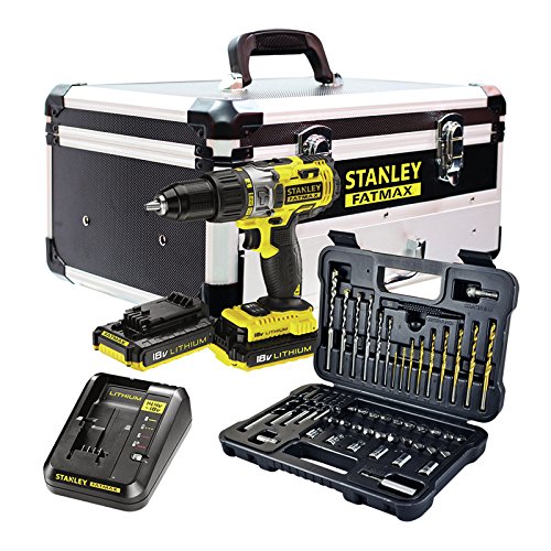 STANLEY FATMAX FMCK625D2F-QW - Taladro percutor 18V, 27.200 ipm, con 2 baterías de litio 2Ah, set de 50 acc y maletín de aluminio STANLEY FATMAX FMCK625D2F-QW - Taladro percutor 18V, 27.200 ipm, con 2 baterías de litio 2Ah, set de 50 acc y maletín de aluminio