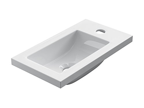 STARBATH PLUS Lavabo De Resina Gel Coat Forma Rectángulo 40 x 22 cm Blanco Brillo SOT40