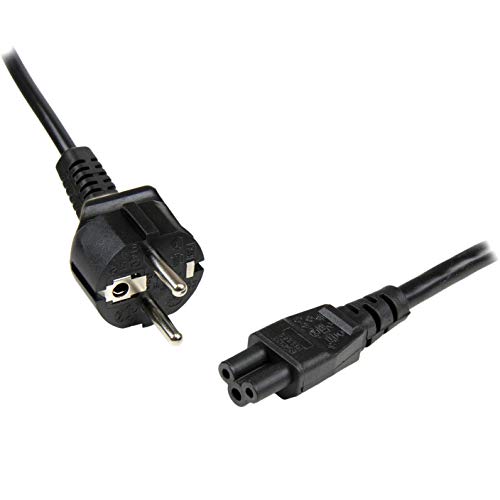 StarTech.com PXTNB3SEU1M - Cable de alimentación con 3 Clavijas para Ordenador portátil, Cable Schuko CEE7 a C5 Hoja de trébol