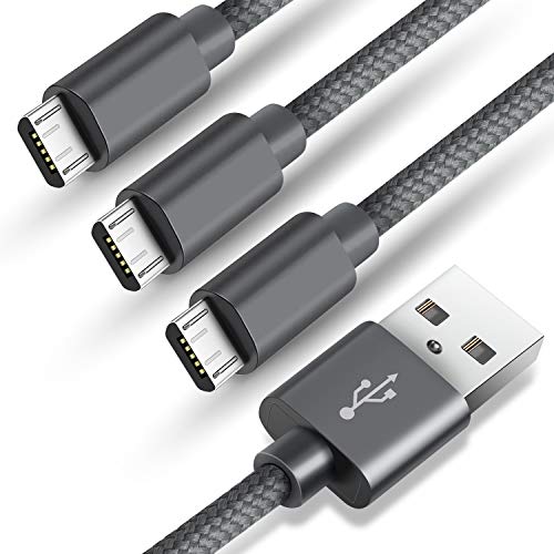 SUCESO Cable Micro USB [3Pack,1M 2M 2M] Cargador Micro USB Carga Rápida Cable USB Trenzado de Nylon Compatible con Android,Samsung Galaxy S7 S6,Huawei,Kindle,LG,Sony,Nexus,Xiaomi y más-Gris