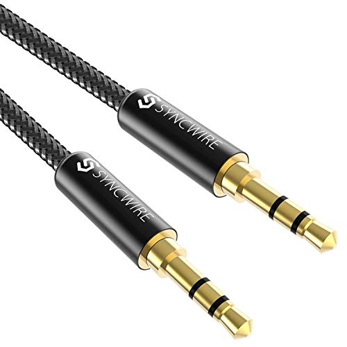 Syncwire Cable Jack 3.5mm Macho Macho, Cable de Audio Double Jack 3,5 de Nylon Trenzado - 1M, Cable Auxiliar Estéreo para Auriculares, iPhone,iPod, iPad, Echo Dot, Audio de Coche, MP3, Altavoces