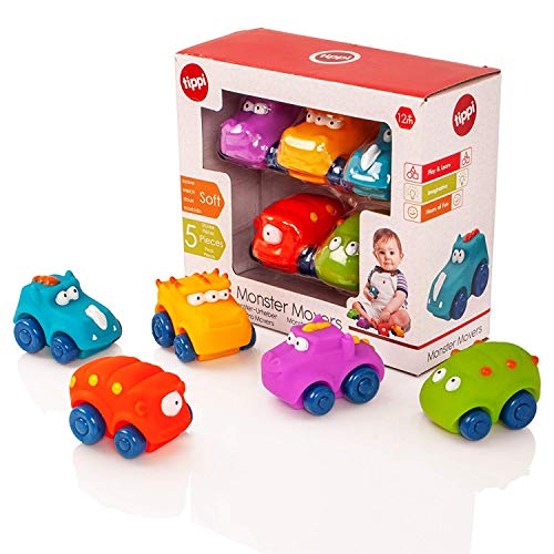 Tippi Monster Movers Juego de Empuje Suave para automóvil Play Along - Bebé o Juguete para niños pequeños (Set de 5)