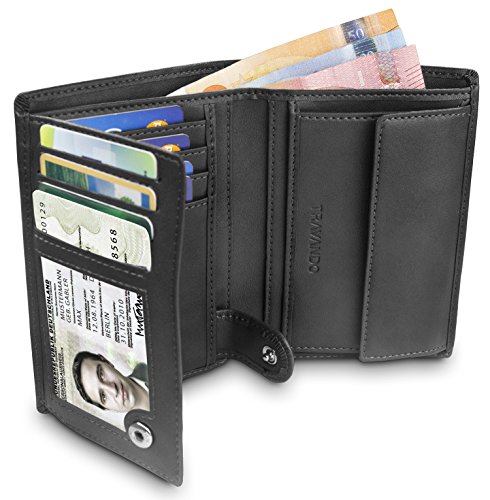 TRAVANDO Cartera Hombre „Dublin“ con Bloqueador RFID, Billetera Negra, Tarjetero, Monedero Varón, Portamonedas, Regalo, Wallet, Vertical, Bolsillo Monedas Botón a presión Tarjetera, Ranuras (Negro) TRAVANDO Cartera Hombre „Dublin“ con Bloqueador RFID, Billetera Negra, Tarjetero, Monedero Varón, Portamonedas, Regalo, Wallet, Vertical, Bolsillo Monedas Botón a presión Tarjetera, Ranuras (Negro)