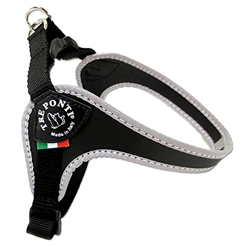 tre Ponti Fibbia pequeño Perro arnés con Correa Ajustable para el Vientre, 2,5 cm, Color Negro