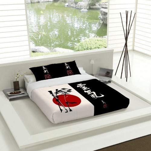 Tsuki Nagasaki Funda Nórdica, Algodón, Blanco/Negro, Individual, Cama 90 Tsuki Nagasaki Funda Nórdica, Algodón, Blanco/Negro, Individual, Cama 90