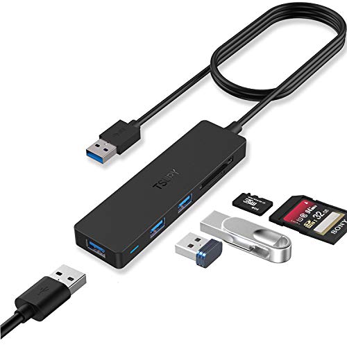 TSUPY Hub USB 3.0 con Cable de 1,2m Ladrón USB 3.0 3 Puertos e 5Gbps Lector de Tarjetas SD/TF Adaptador USB 3.0 para PC, Portátil, MacBook, PS4, Xbox, Unidades Flash USB TSUPY Hub USB 3.0 con Cable de 1,2m Ladrón USB 3.0 3 Puertos e 5Gbps Lector de Tarjetas SD/TF Adaptador USB 3.0 para PC, Portátil, MacBook, PS4, Xbox, Unidades Flash USB