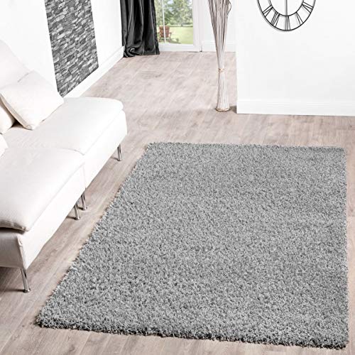 T&T Design Alfombra Shaggy De Pelo Largo para Salón A Precio Inmejorable, Größe:200x280 cm, Farbe:Grey