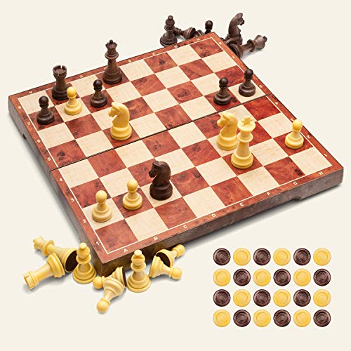 UNEEDE Tablero Ajedrez Magnetico,2 EN 1 Ajedrez y Damas en Estuche con portátil de Tablero Plegable para niños y Adultos(32*32cm UNEEDE Tablero Ajedrez Magnetico,2 EN 1 Ajedrez y Damas en Estuche con portátil de Tablero Plegable para niños y Adultos(32*32cm