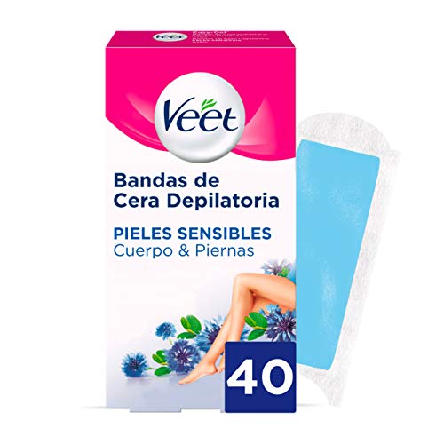 Veet Bandas de Cera Fria Depilatoria para Depilación de Cuerpo y Piernas con Aceite de Almendras, Easy Gelwax, Pieles Sensibles, 40 Bandas Veet Bandas de Cera Fria Depilatoria para Depilación de Cuerpo y Piernas con Aceite de Almendras, Easy Gelwax, Pieles Sensibles, 40 Bandas
