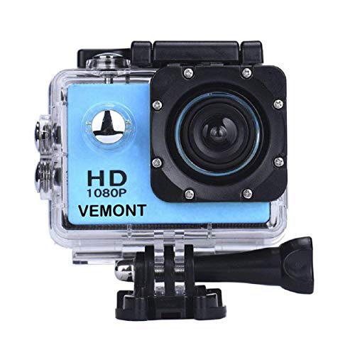 VEMONT Cámara Deportiva 1080P HD Impermeable 30M Pantalla de 2.0 Lente de Gran Angular de 120 Grados Multiples Accesorios para Deportes y Actividades, Buceo, Nadar, Correr, Ciclismo, etc. (Azul) VEMONT Cámara Deportiva 1080P HD Impermeable 30M Pantalla de 2.0 Lente de Gran Angular de 120 Grados Multiples Accesorios para Deportes y Actividades, Buceo, Nadar, Correr, Ciclismo, etc. (Azul)