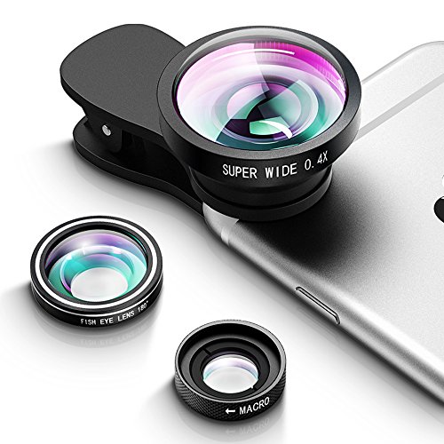 VicTsing Lente para Móvile, Ojo de Pez de 3 en 1 Clip-On con Lente Angular/Ojo de pez 180 Grados + 12X Lente Macro + 24X Lente Macro para iPhone/Android Smartphone VicTsing Lente para Móvile, Ojo de Pez de 3 en 1 Clip-On con Lente Angular/Ojo de pez 180 Grados + 12X Lente Macro + 24X Lente Macro para iPhone/Android Smartphone