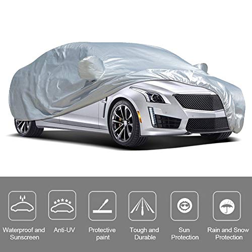 VISLONE Funda para Coche Cubierta para Coche Impermeable a Prueba de Polvo Anti-UV Protector Solar Protección al Calor Anti-arañazos Sedán Tamaño Completo (4.5 * 1.75 * 1.5m)