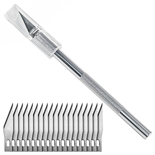washati - Cuchillo para trabajos artesanales con 20 hojas de repuesto de tipo 11 washati - Cuchillo para trabajos artesanales con 20 hojas de repuesto de tipo 11