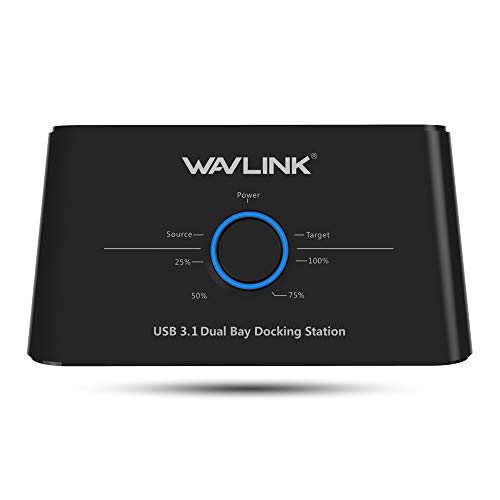 WAVLINK Dual Bay SATA a USB C Docking Station para 2,5 y 3,5 Pulgadas HDD/SSD (SATA I/II/III) con Función de Clone, Clon Offline, Soporta UASP, Negro WAVLINK Dual Bay SATA a USB C Docking Station para 2,5 y 3,5 Pulgadas HDD/SSD (SATA I/II/III) con Función de Clone, Clon Offline, Soporta UASP, Negro