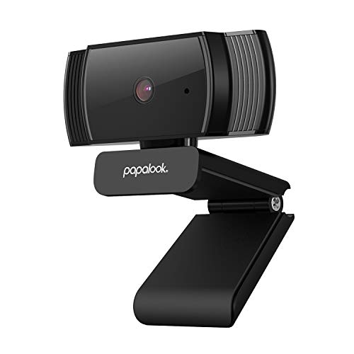 Webcam 1080P, PAPALOOK AF925 con Enfoque Automático y Micrófono de Reducción de Ruido,Diseño Plegable, Giratorio de 360 Grados, Cámara de la Computadora Portátil USB - Negro