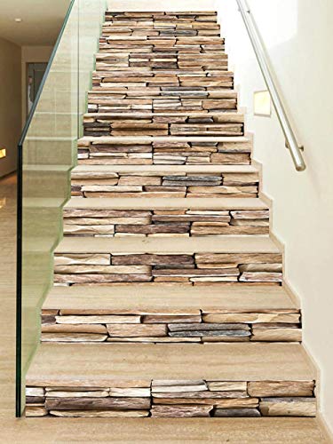 WYHK Vinilo para escalera de piedra autoadhesivas Pegatinas de escalera de vinilo extraíbles 18cm×100cm×13 piezas