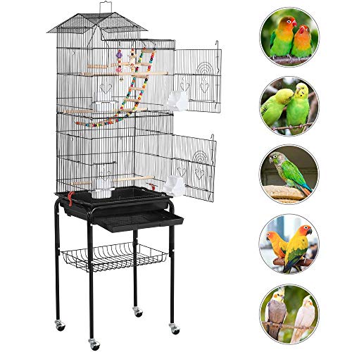 Yaheetech Jaula para Pájaros Jaula con Soporte Ruedas para Canarios Jaula Mascota 46 x 35 x 158,5 cm Yaheetech Jaula para Pájaros Jaula con Soporte Ruedas para Canarios Jaula Mascota 46 x 35 x 158,5 cm