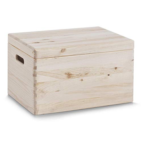 Zeller 13152 - Caja multiusos con tapa, plana, madera de conífera (40 x 30 x 24 cm)