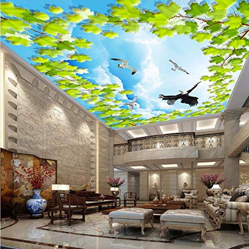 ZJfong Papel tapiz fotográfico personalizado Hoja de arce personalizada de alta definición 3D estéreo techo mural sala de estar vestíbulo hotel centro comercial cenit -420x260cm