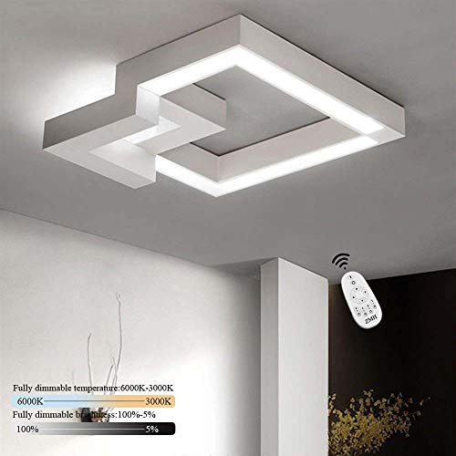 ZMH Lampara De Techo 32W 2560lm Colores Regulable Con Mando, Blanco Cálido/Blanco Neutro/Blanco Frío Moderna Diseño Geométrico Luz De Techo para Sala de Estar Baño Dormitorio Comedor Balcón 