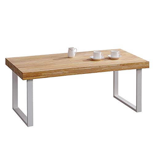 Adec - Natural, Mesa de Centro, Mesita de Comedor, Color Roble Salvaje y Blanco, Medidas: 60 cm (Ancho) x 120 cm (Largo) 43,5 cm (Alto)