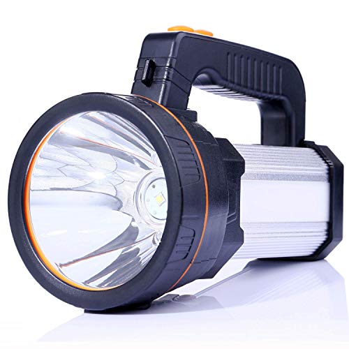 ALFLASH Linterna de antorcha LED recargable de alta potencia 7000 lúmenes Super brillante Impermeable IPX4 Proyector de mano al aire libre Linterna Proyector LED portátil, 9000mAH (Plata 5 modelos)