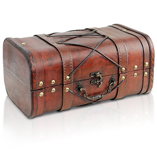 Brynnberg - Caja de Madera Cofre del Tesoro Pirata de Estilo Vintage, Hecha a Mano, Diseño Retro 28x28x14cm
