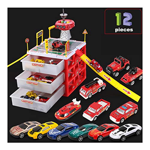 CHUAN YUAN-TOY Conjunto de Juguete de Coches con Grandes lotes de Almacenamiento Aparcamiento, Regalo for los niños Mayores de 3 años, Incluyendo aleación Set de vagones (Size : 12pcs)