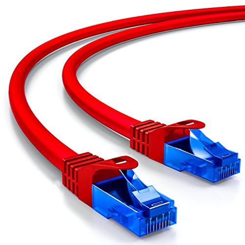 deleyCON 7,5m Cat.6 Ethernet Gigabit LAN Cable de Red RJ45 CAT6 Cable de Conexión U/UTP Compatible con Cat.5 Cat.5e Cat.6a Cat.7 - Rojo