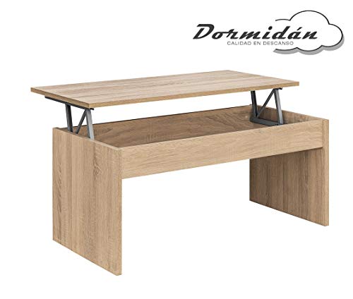 Dormidán- Mesa de Centro Elevable MC-5, Comedor o Auxiliar, Mesita de Salon (Roble)