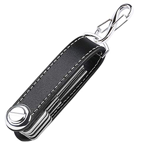 flintronic Organizador de Llaves | Llavero de Cuero Genuino | Titular de la Llave de Bolsillo Inteligente con un Elegante Estuche para Regalo (Sostiene Entre 7 y 9 Teclas Múltiples) - Negro flintronic Organizador de Llaves | Llavero de Cuero Genuino | Titular de la Llave de Bolsillo Inteligente con un Elegante Estuche para Regalo (Sostiene Entre 7 y 9 Teclas Múltiples) - Negro